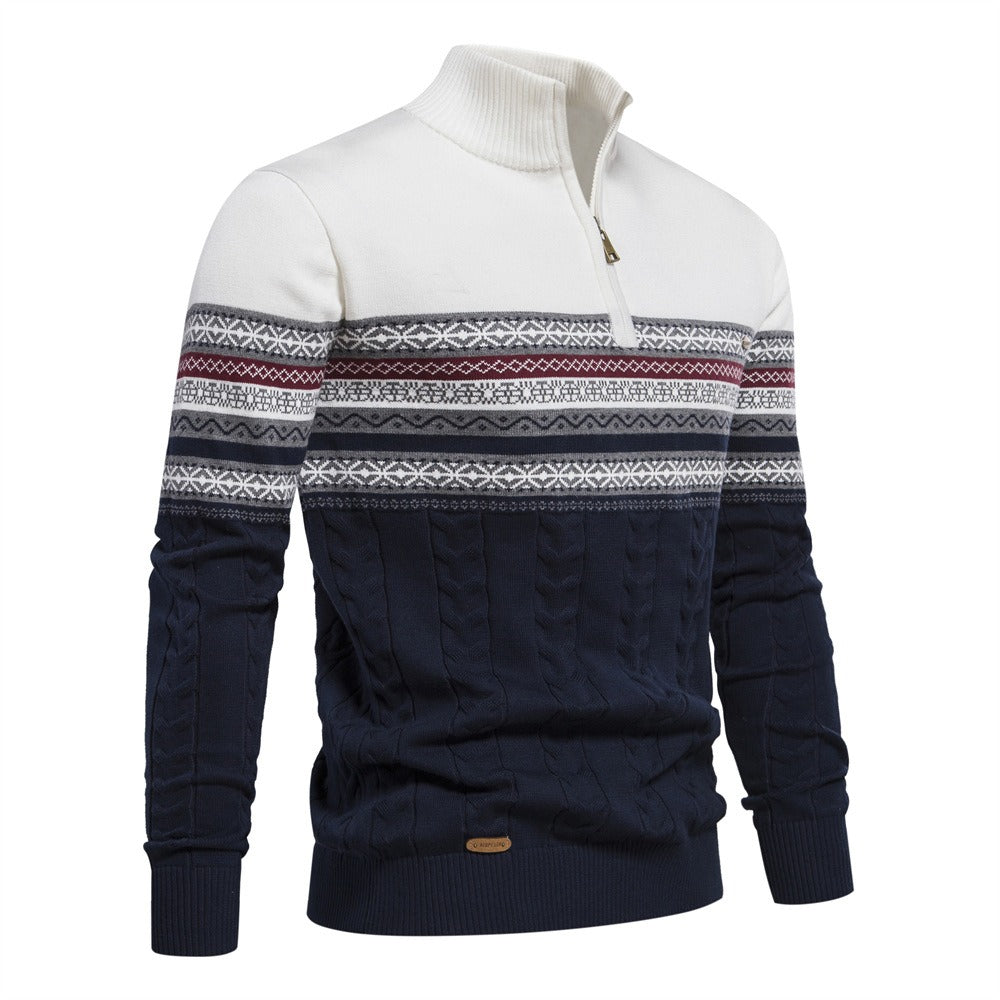 Men's Fair Isle Quarter-Zip Knit Sweater