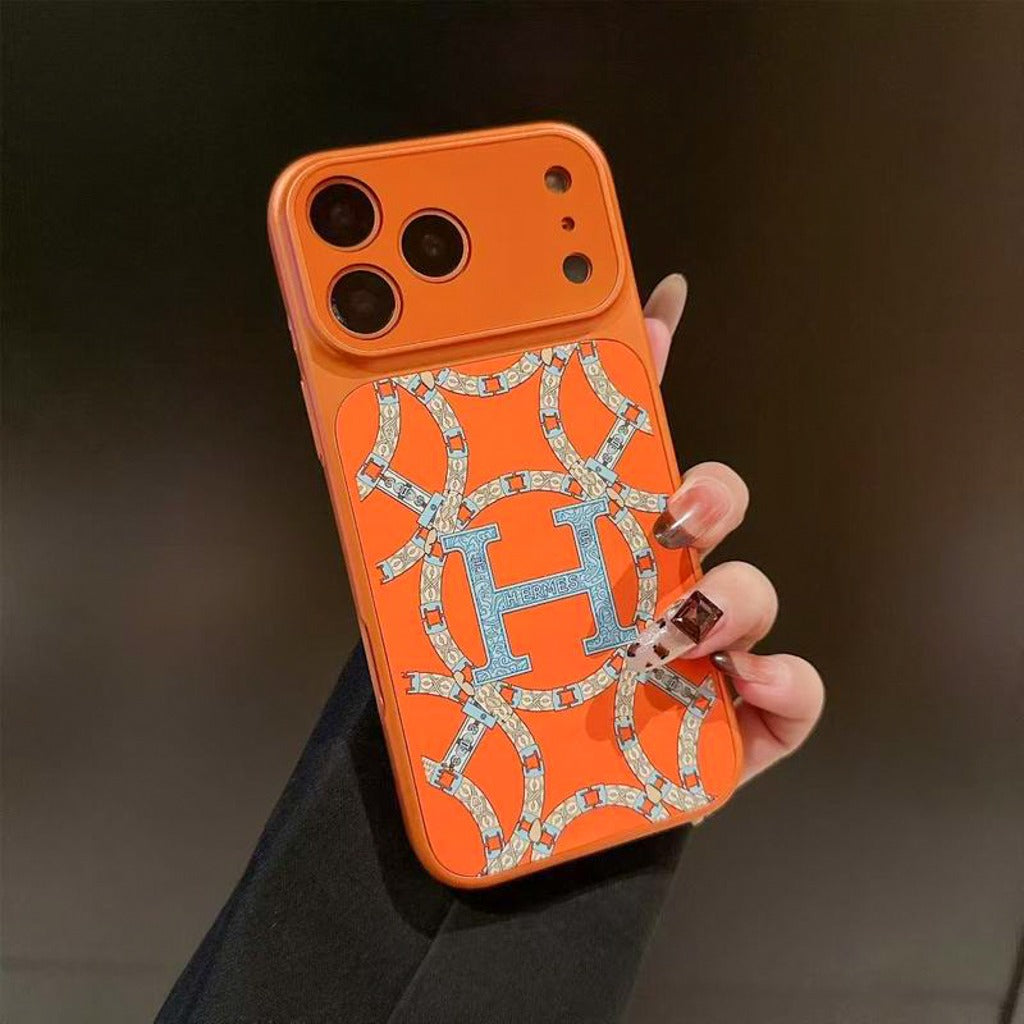 Orange H Pattern Phone Case for iPhone 14-18 / Pro / Pro Max