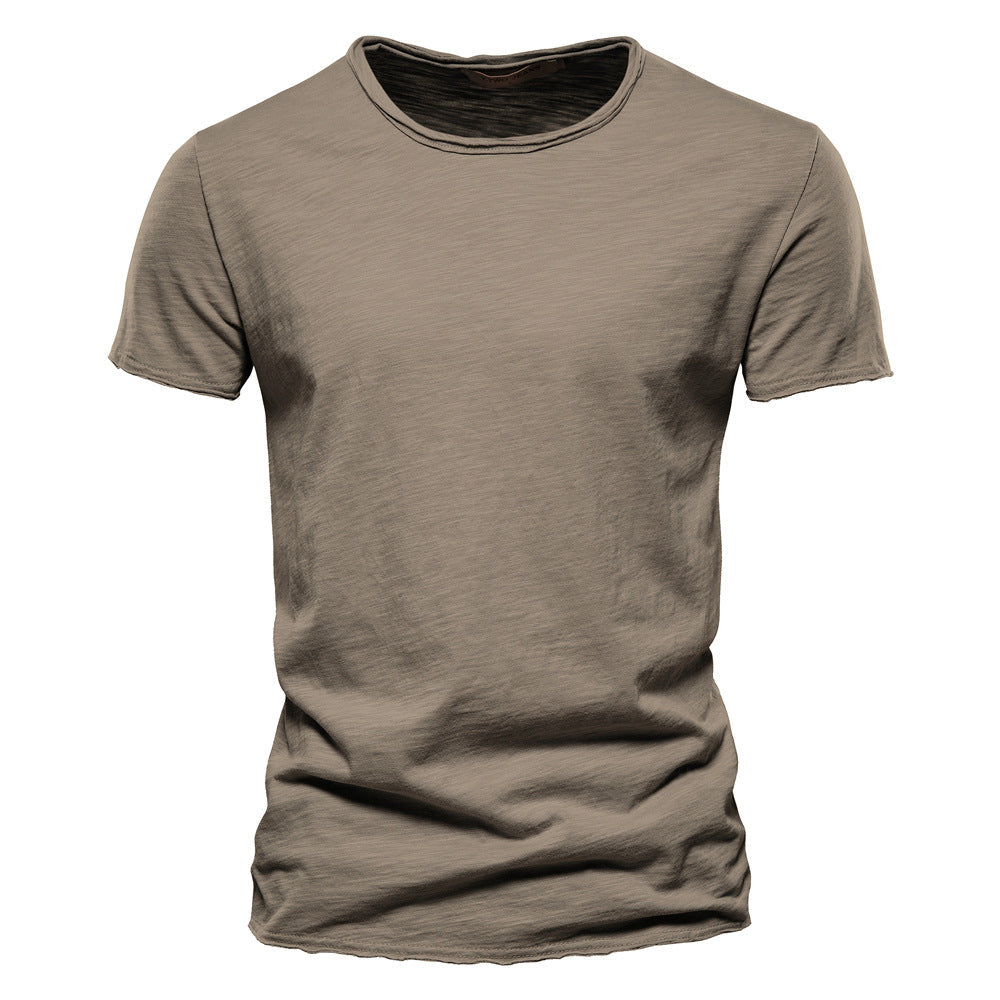 Solid Cotton Crew Neck T-Shirt