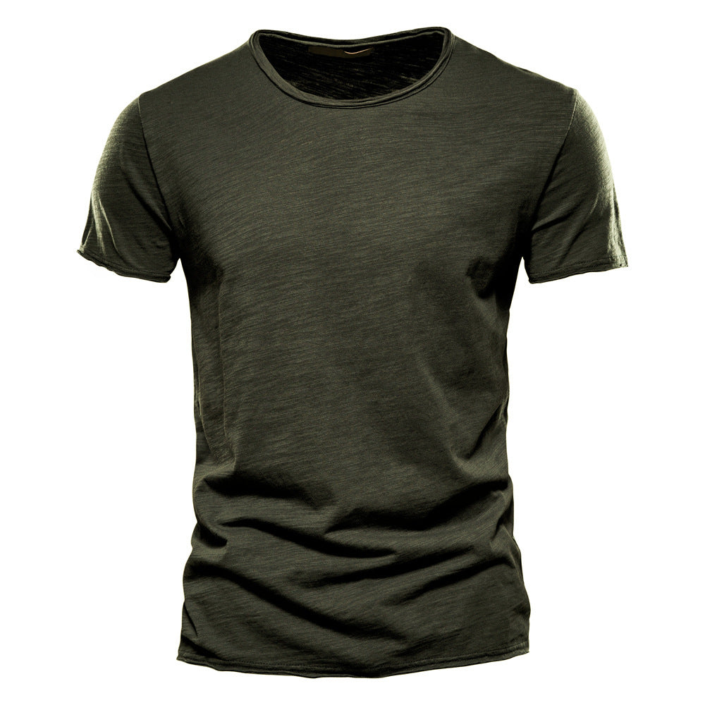 Solid Cotton Crew Neck T-Shirt