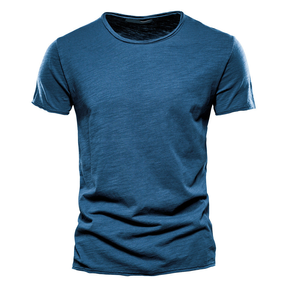 Solid Cotton Crew Neck T-Shirt