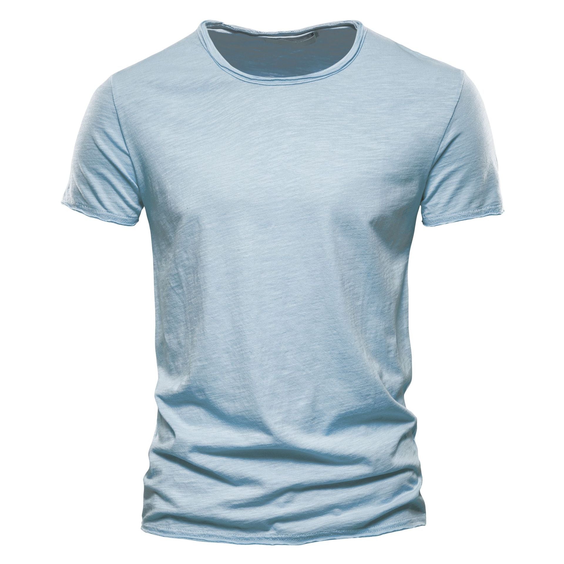 Solid Cotton Crew Neck T-Shirt