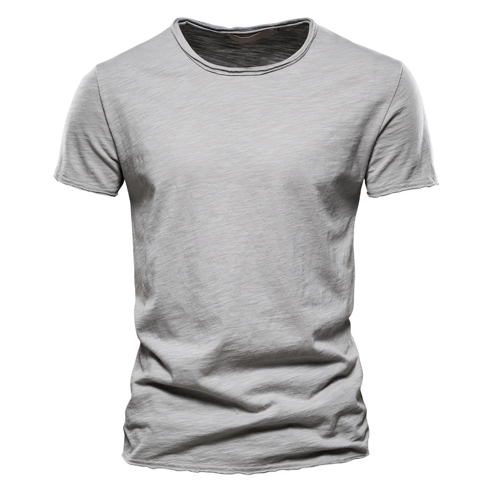 Solid Cotton Crew Neck T-Shirt
