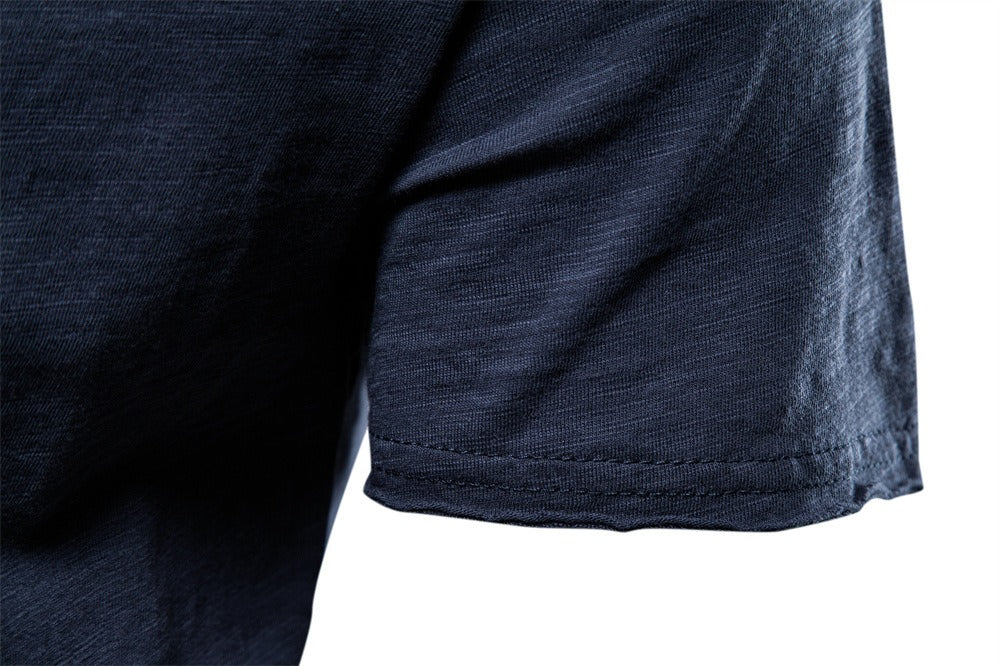 Men’s Solid Slub Cotton V-Neck T-Shirt