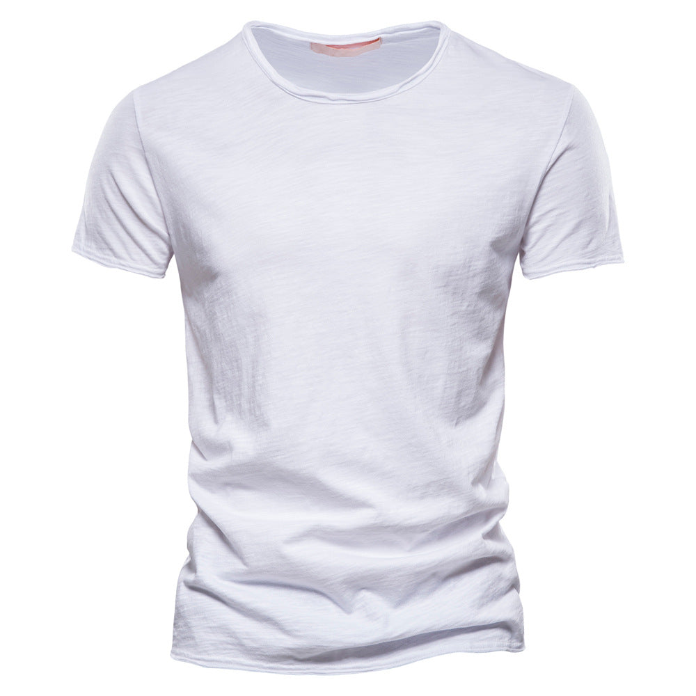 Solid Cotton Crew Neck T-Shirt