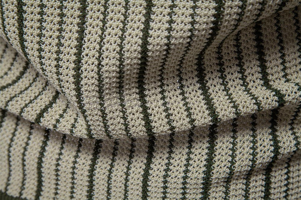 Colorblock Striped Knit Polo Shirt