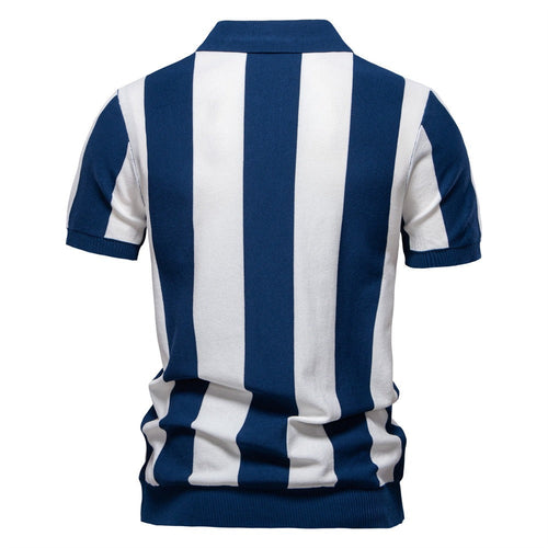 Men’s Bold Stripe Zip Polo Shirt