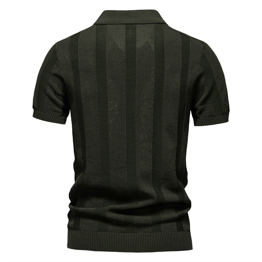 Men’s Ribbed Knit Polo Shirt