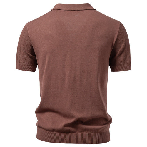 Button-Up Knit Polo Shirt