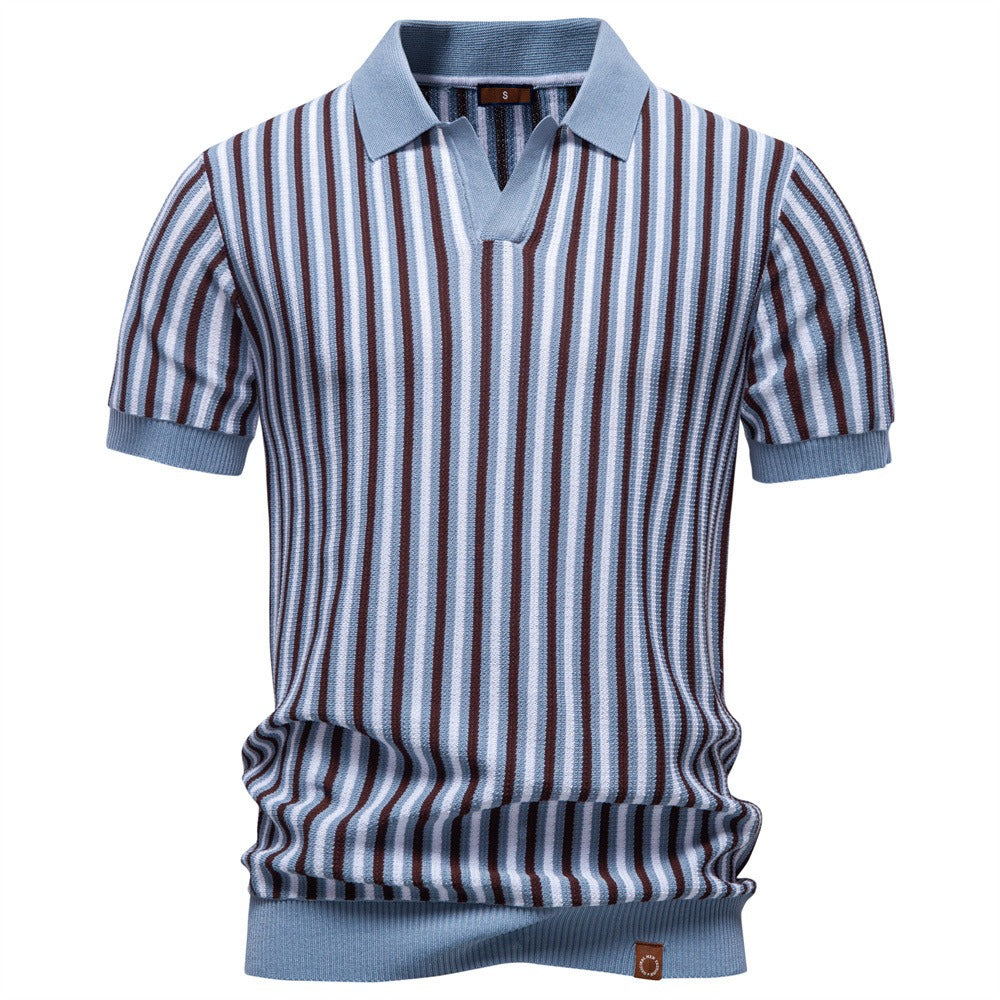 Men’s Striped Knit polo Shirt