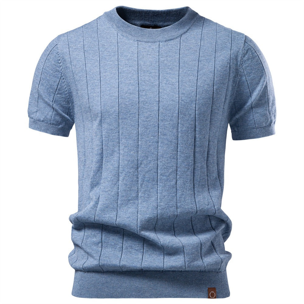 Textured Cotton Knit T-Shirt