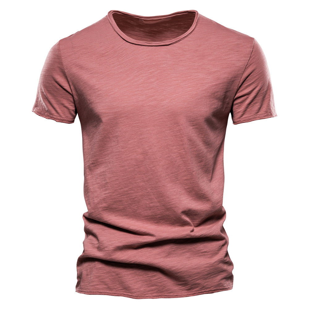 Solid Cotton Crew Neck T-Shirt