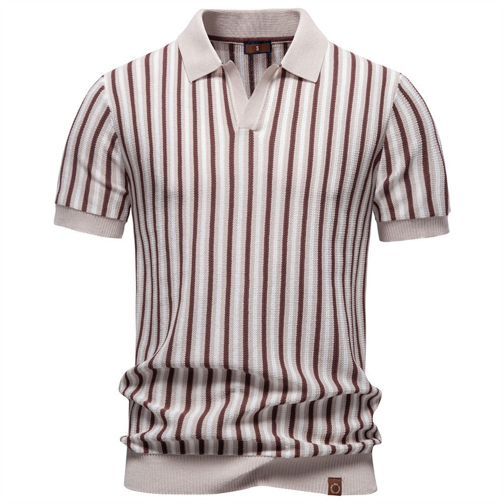 Men’s Striped Knit polo Shirt