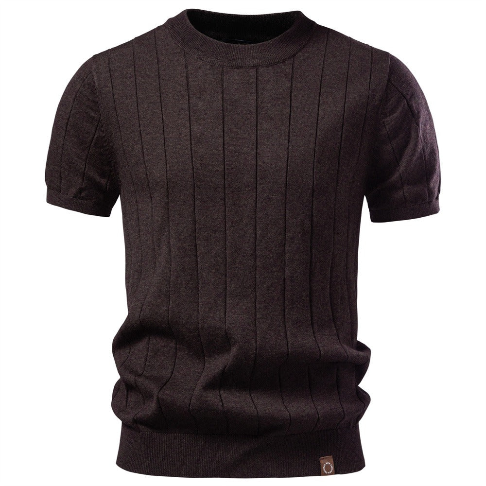 Textured Cotton Knit T-Shirt