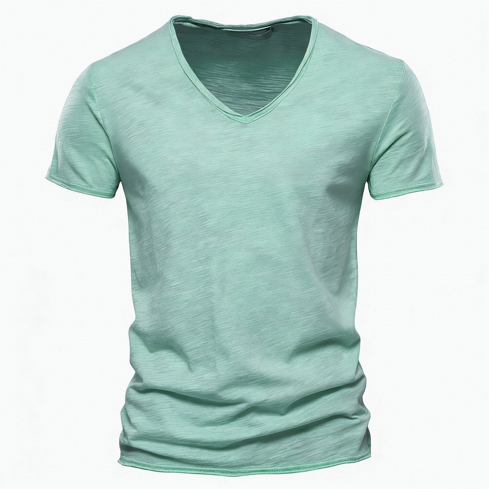 Men’s Solid Slub Cotton V-Neck T-Shirt