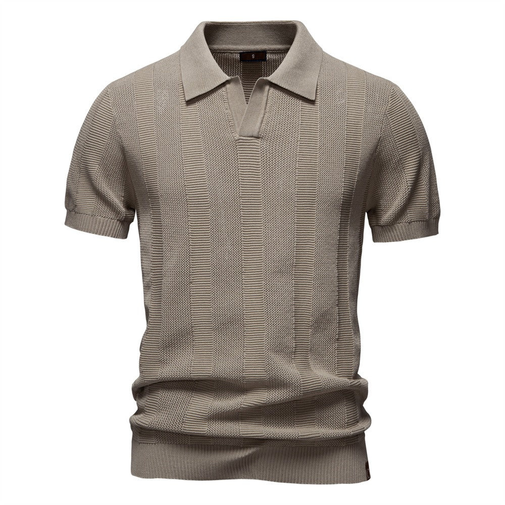 Men’s Ribbed Knit Polo Shirt