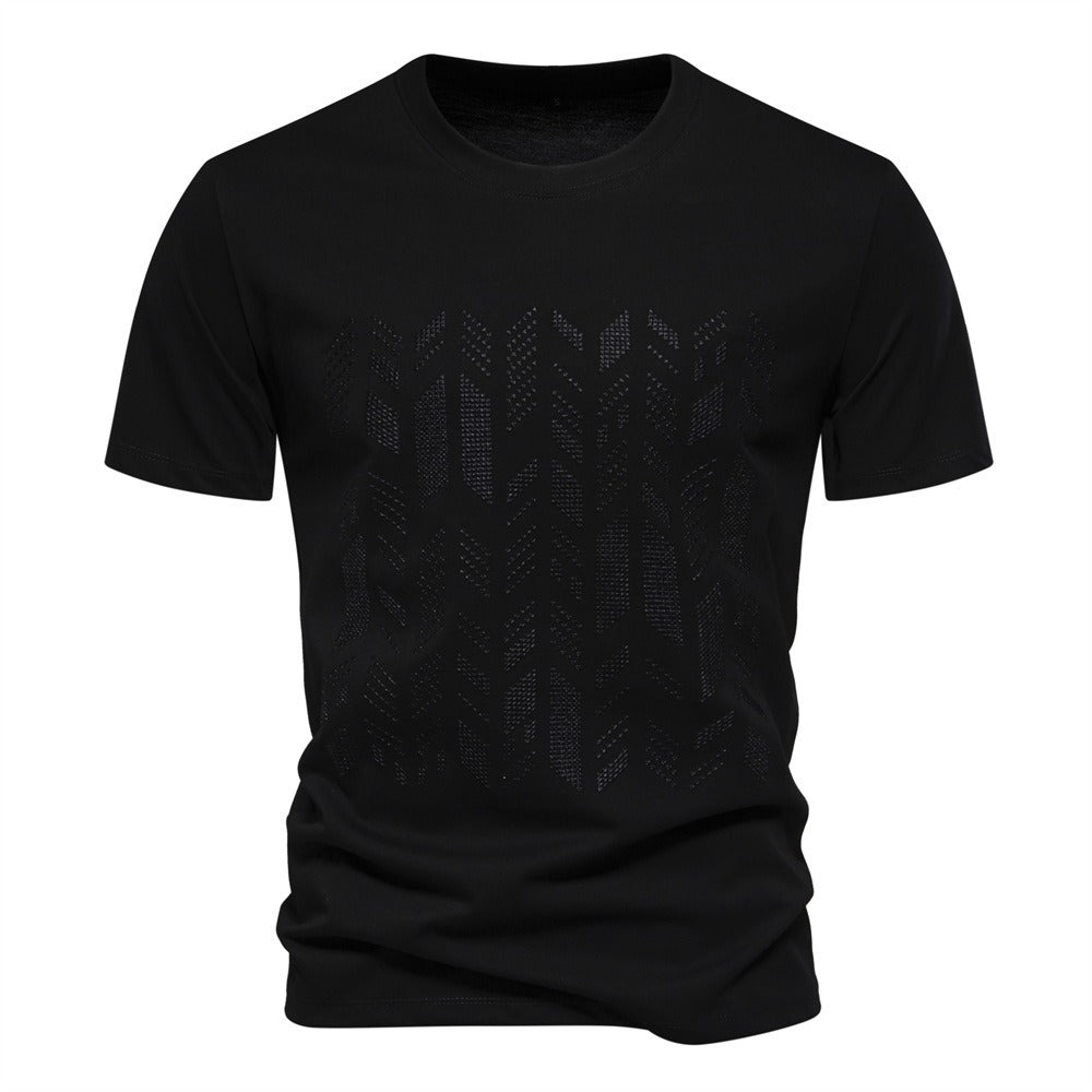 Textured Graphic Cotton Blend T-Shirt