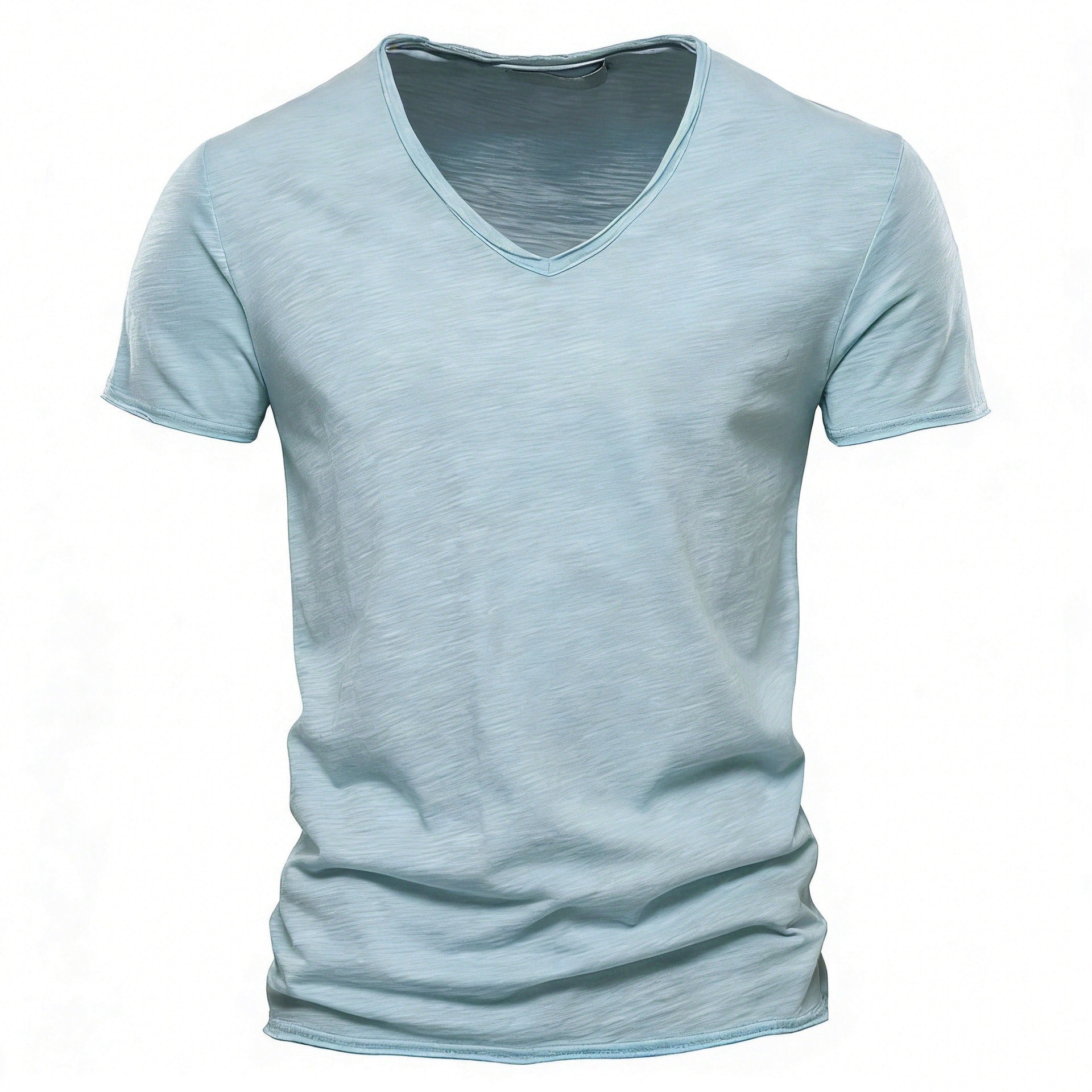 Men’s Solid Slub Cotton V-Neck T-Shirt