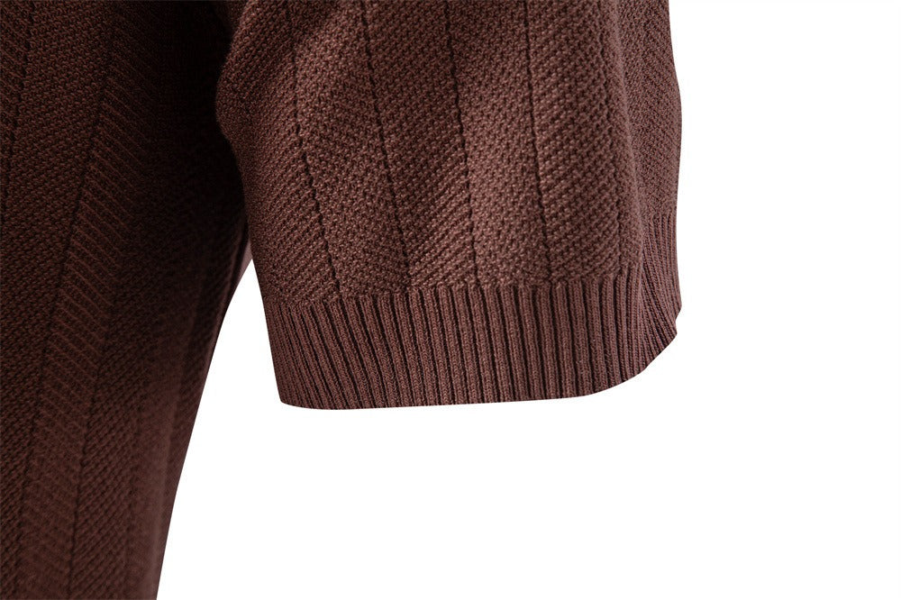 Button-Up Knit Polo Shirt