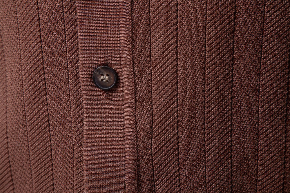 Button-Up Knit Polo Shirt