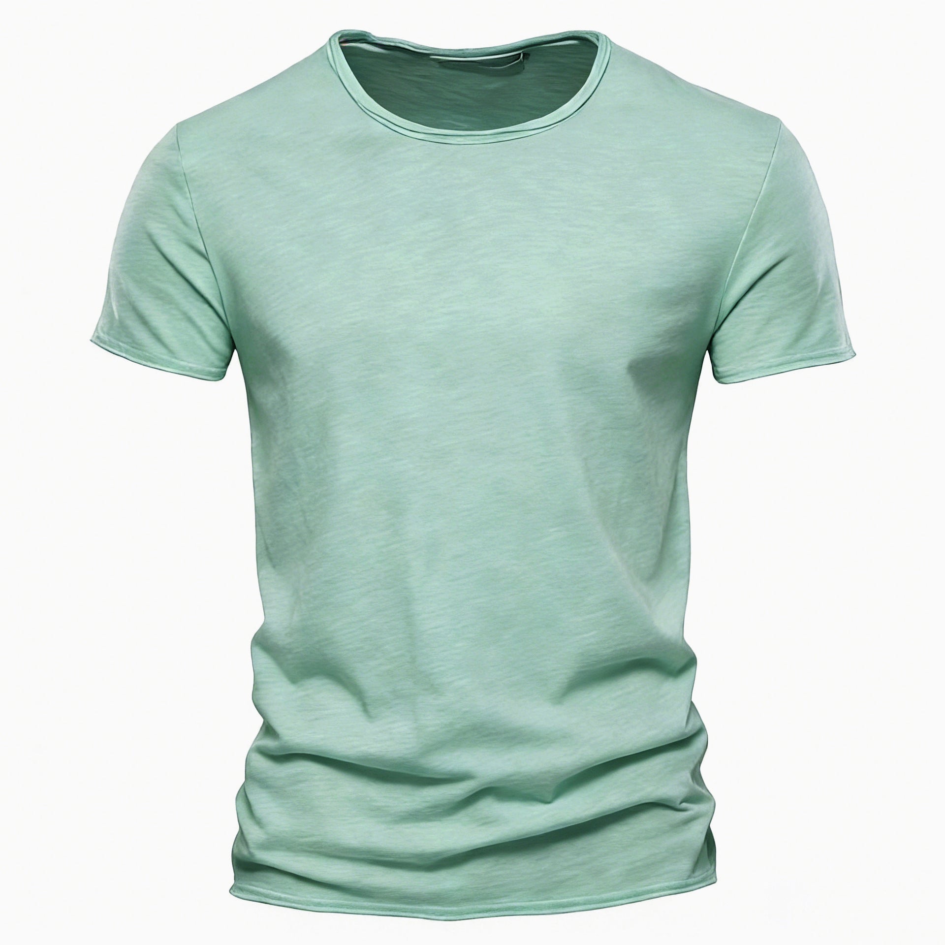 Solid Cotton Crew Neck T-Shirt