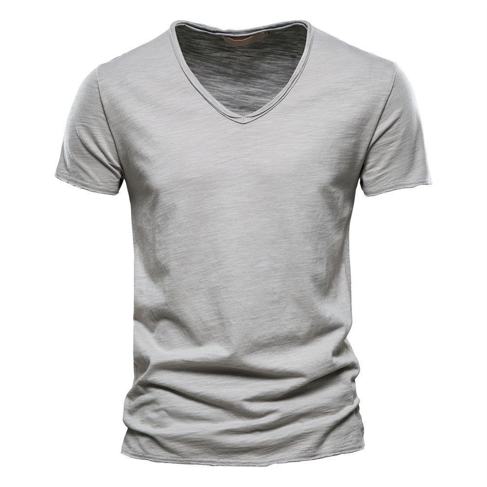 Men’s Solid Slub Cotton V-Neck T-Shirt
