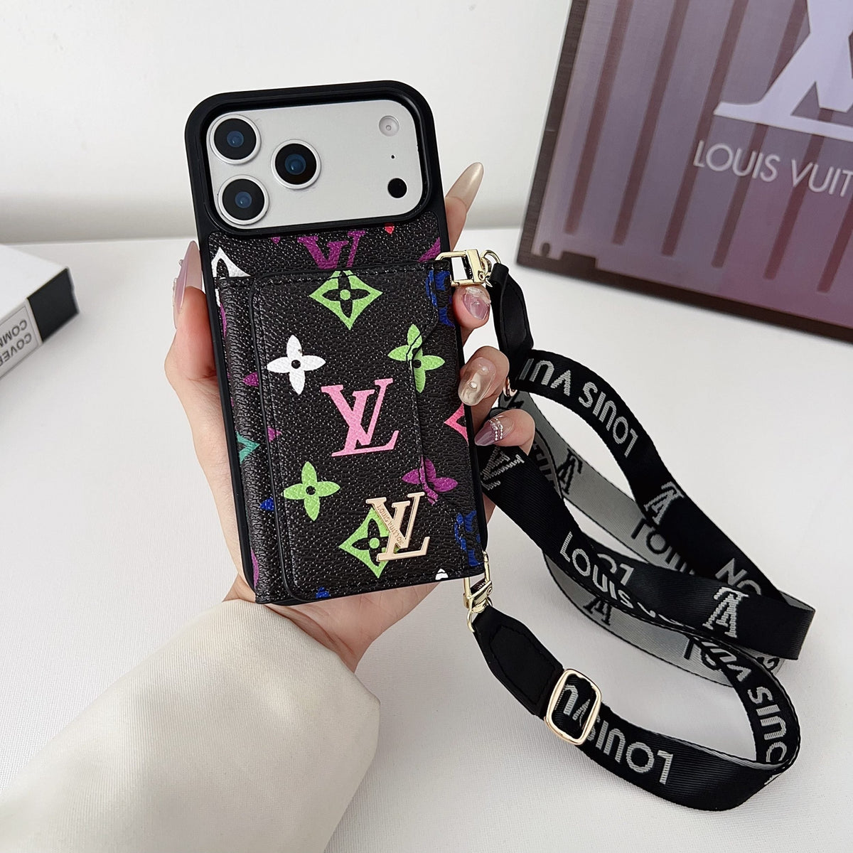 Multicolor Monogram Crossbody Wallet Case for 14-18 / Pro / Pro Max