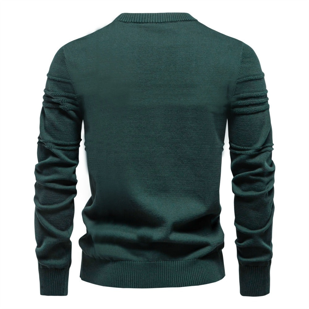 Men's Textured Crew Neck Knit Sweater