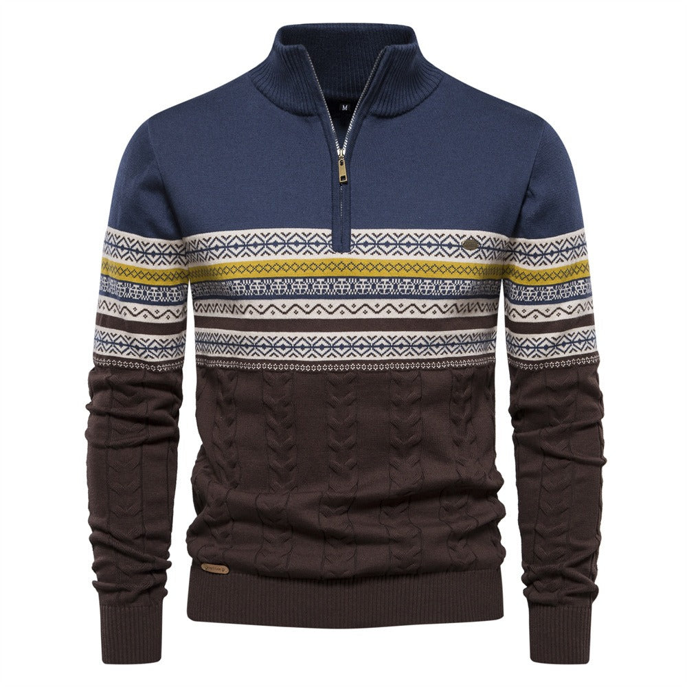Men's Fair Isle Quarter-Zip Knit Sweater