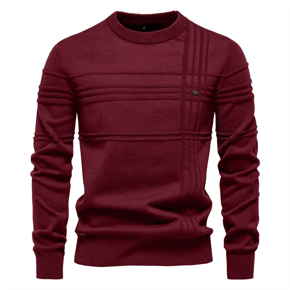 Men's Textured Crew Neck Knit Sweater