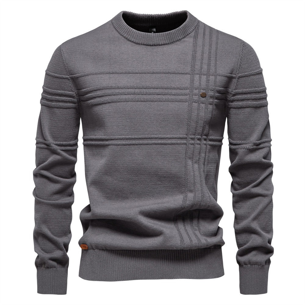 Men's Textured Crew Neck Knit Sweater