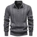 Men's Zip-Neck Cable-Knit Sweater