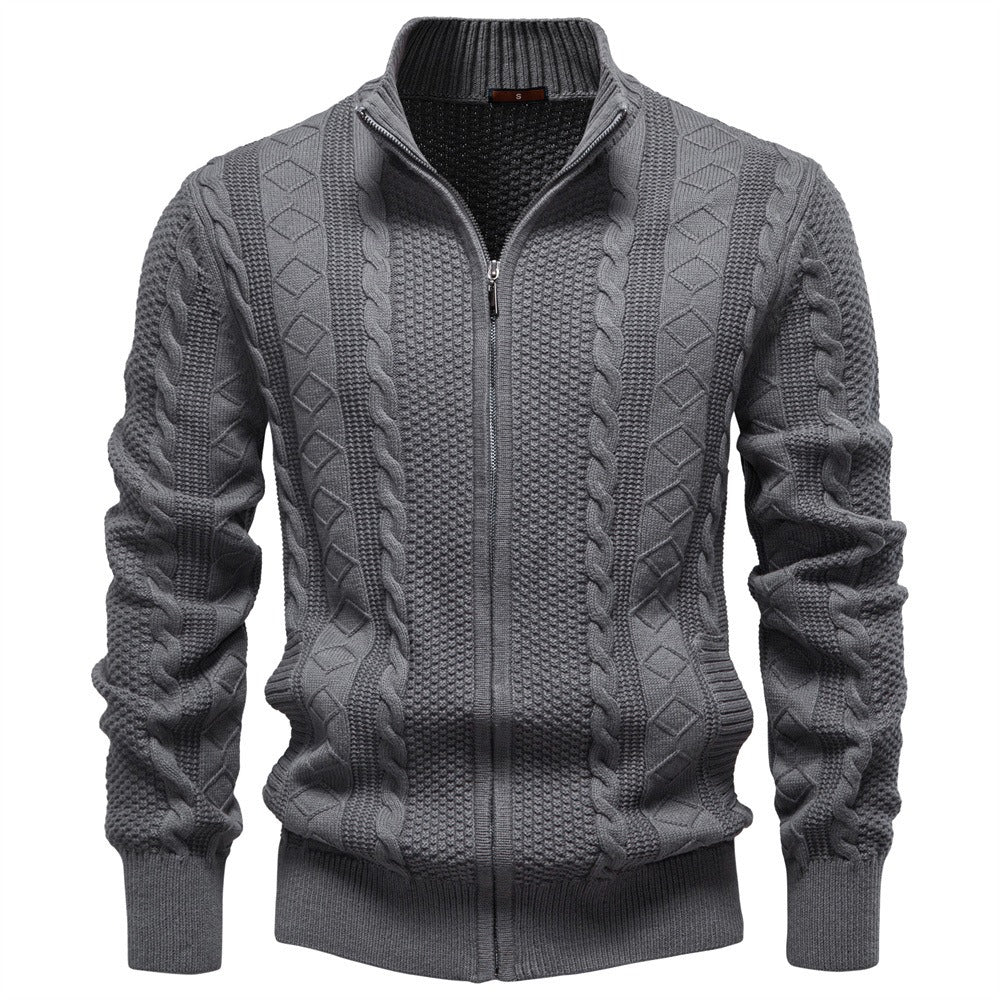 Men's Zip-Neck Cable-Knit Sweater