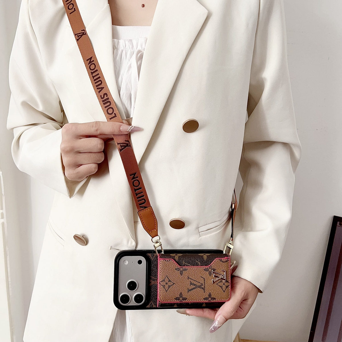 Multicolor Monogram Crossbody Wallet Case for 14-18 / Pro / Pro Max