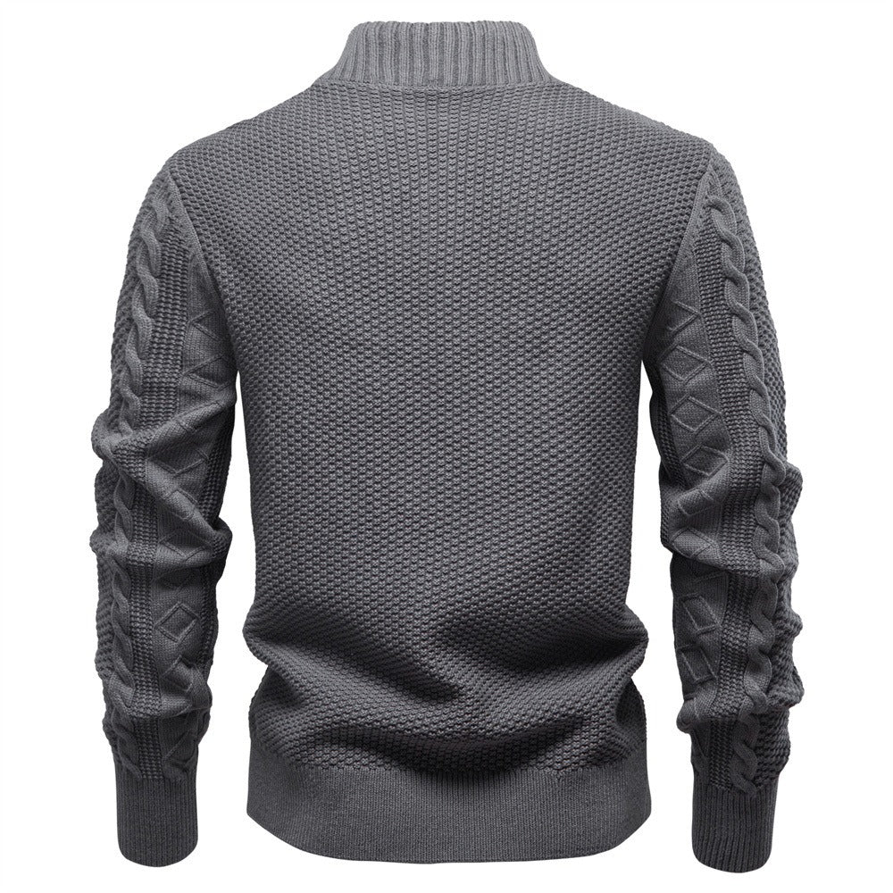 Men's Zip-Neck Cable-Knit Sweater
