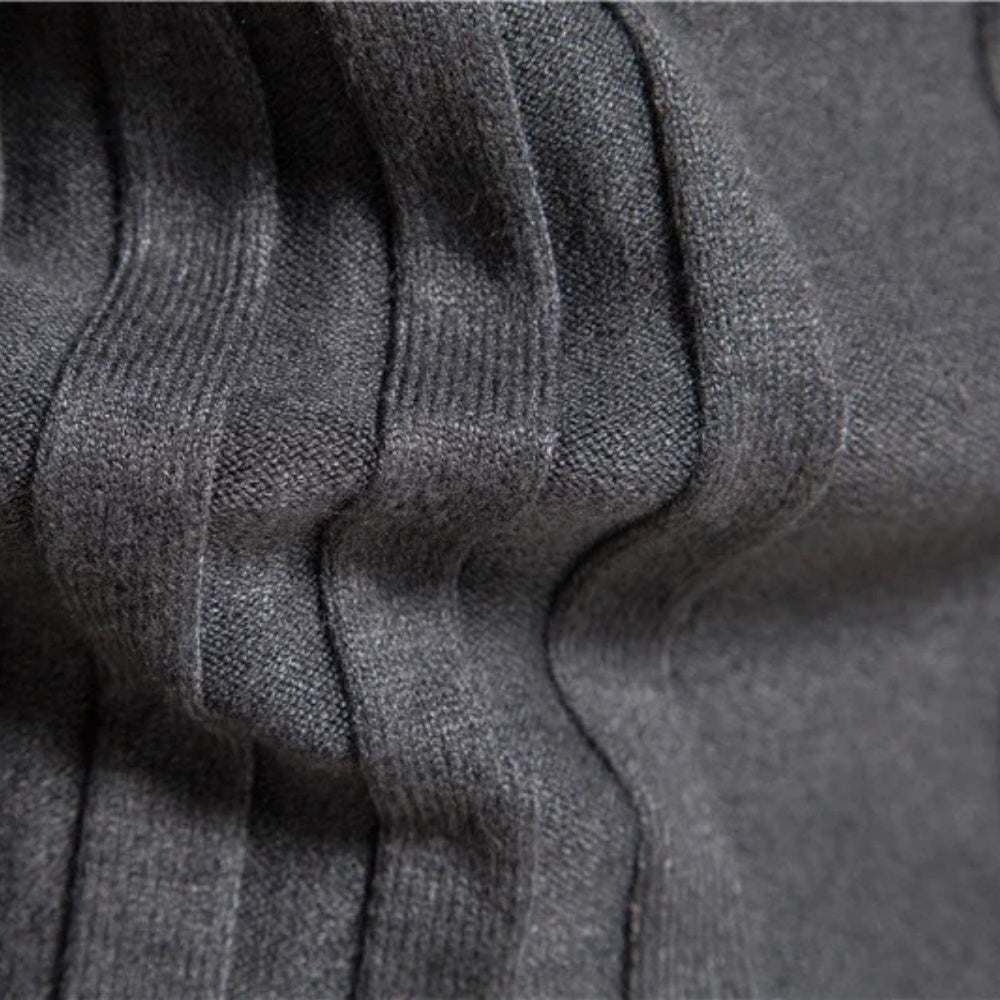 Men's Textured Cable Knit Zip Sweater