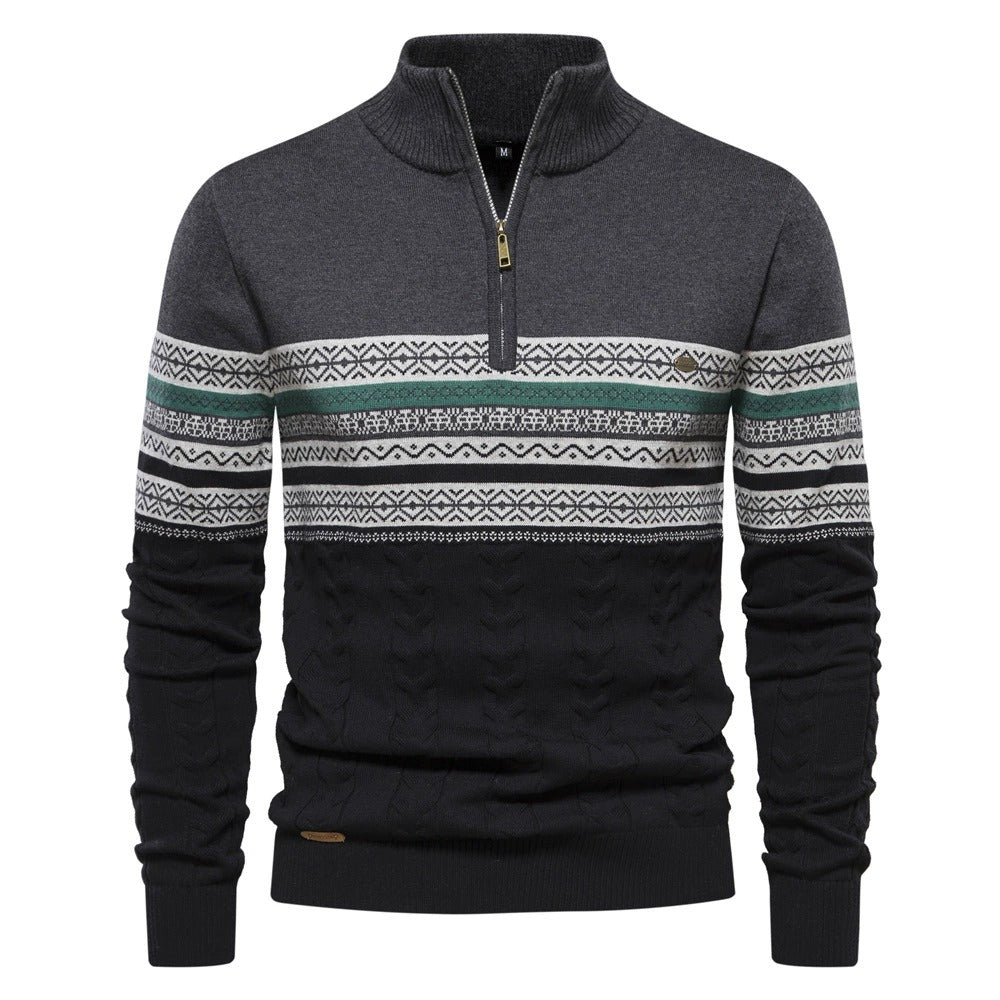 Men's Fair Isle Quarter-Zip Knit Sweater