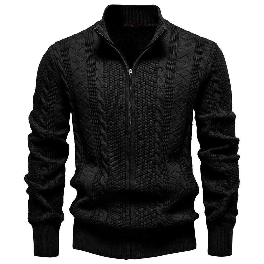 Men's Zip-Neck Cable-Knit Sweater