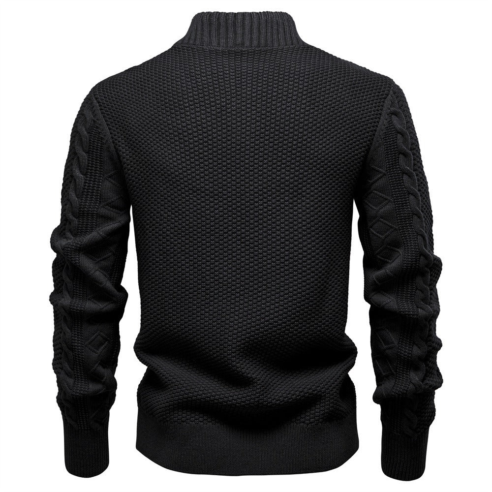 Men's Zip-Neck Cable-Knit Sweater