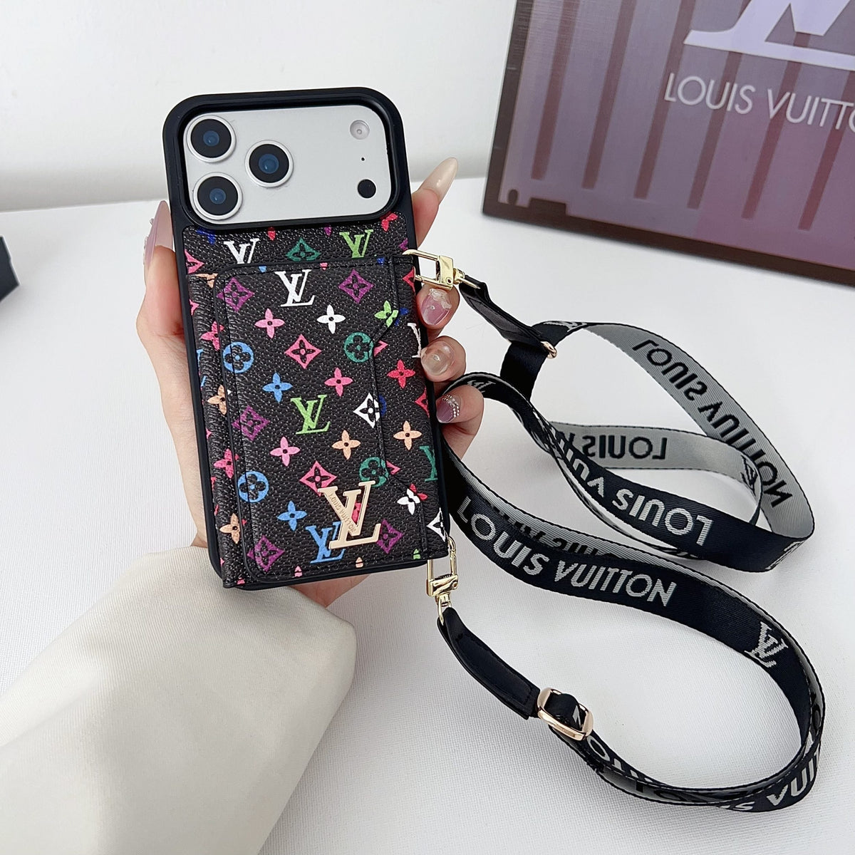 Multicolor Monogram Crossbody Wallet Case for 14-18 / Pro / Pro Max