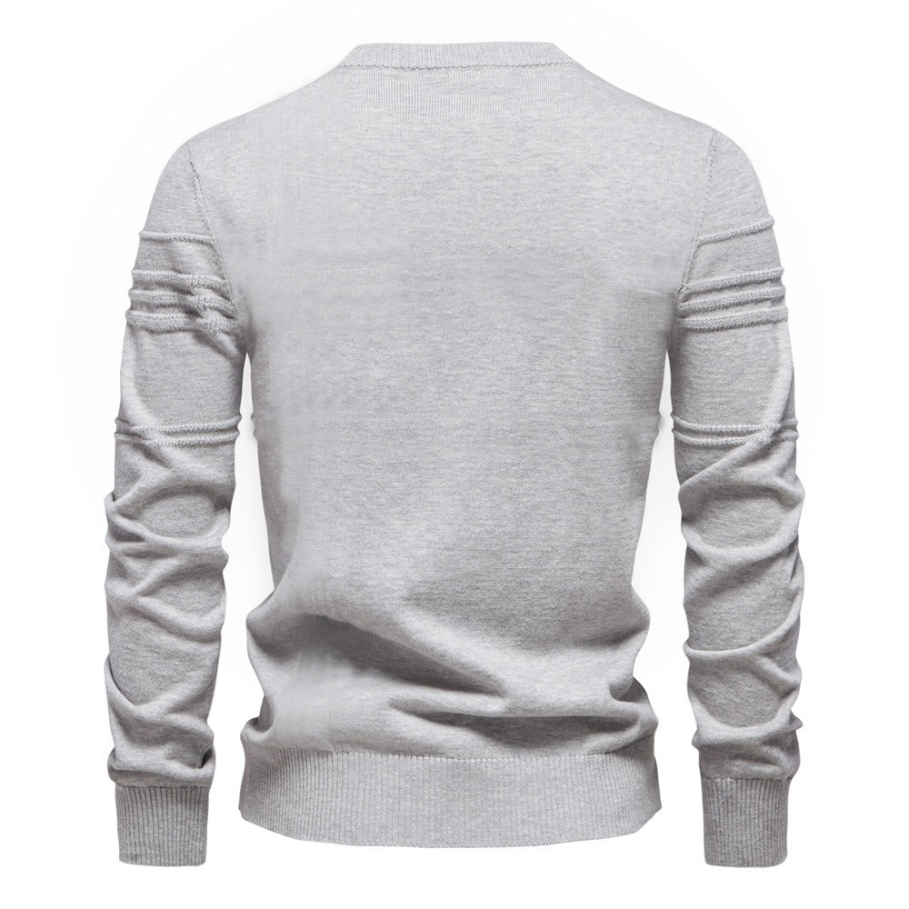 Men's Textured Crew Neck Knit Sweater