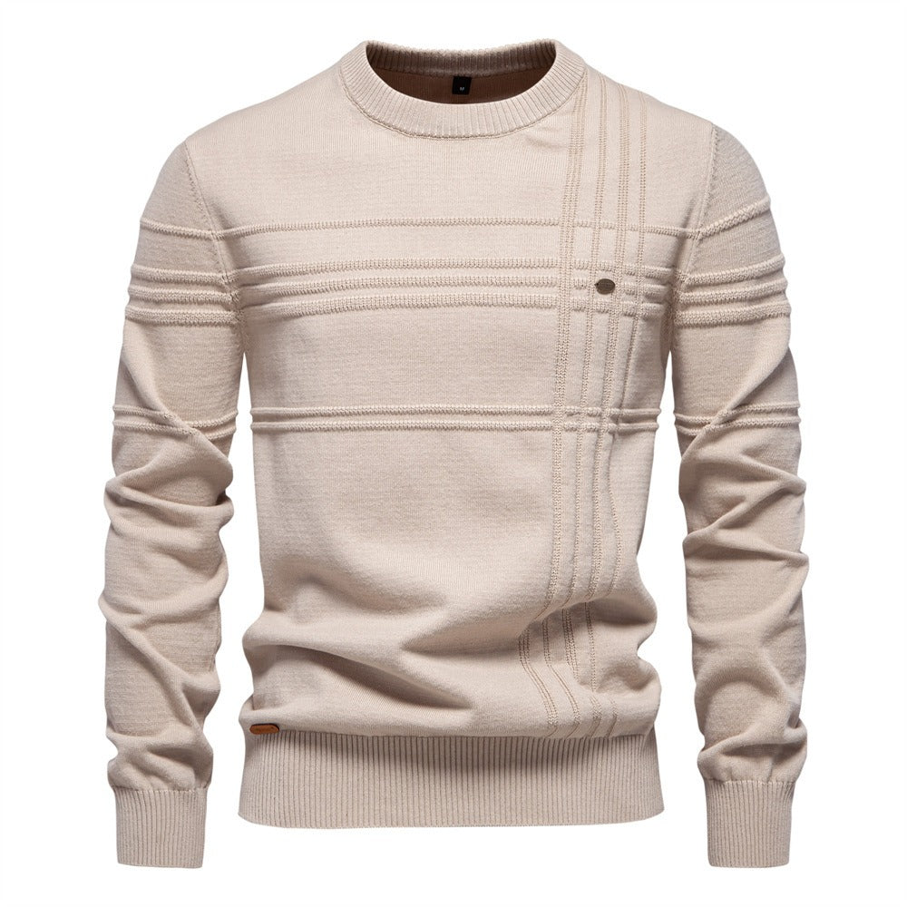 Men's Textured Crew Neck Knit Sweater