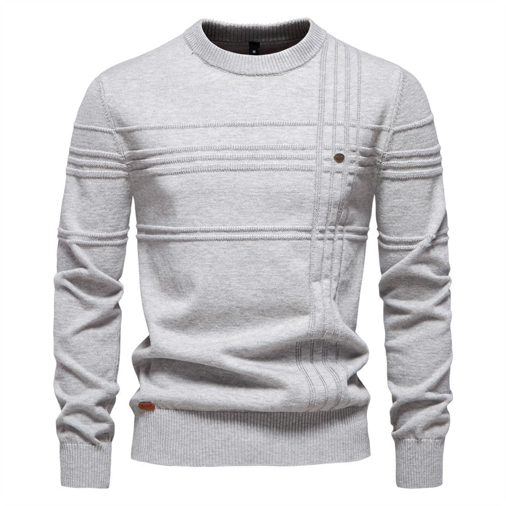Men's Textured Crew Neck Knit Sweater