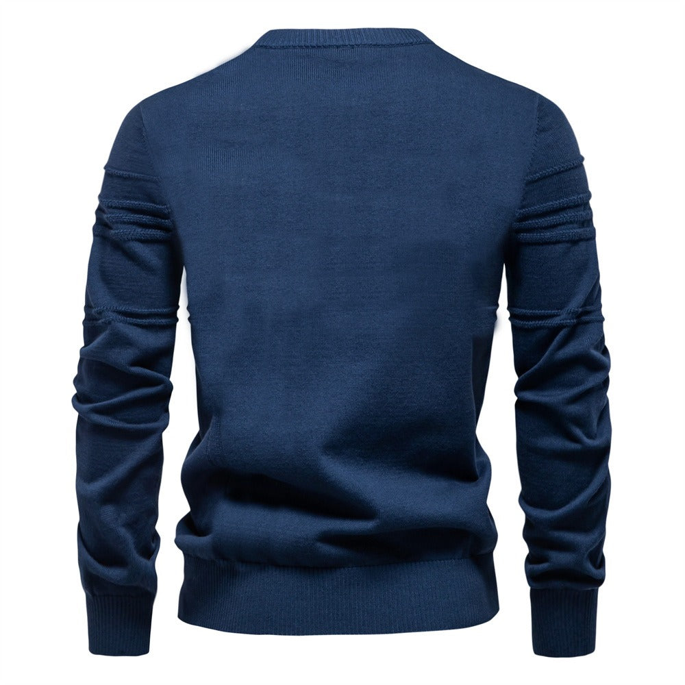 Men's Textured Crew Neck Knit Sweater