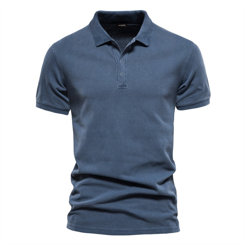 Retro Style Pigment Wash Polo Shirt