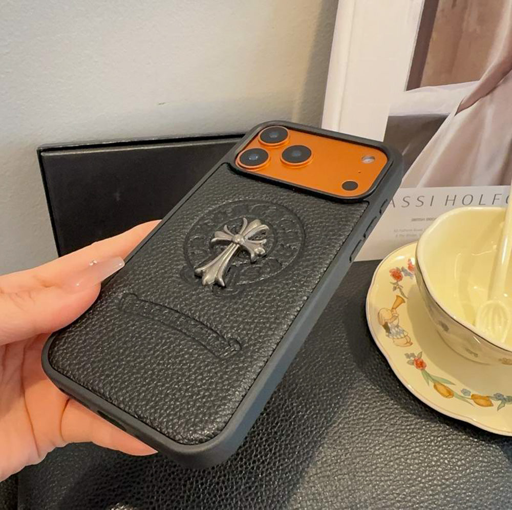 Leather Chrome Heart iPhone Case for 1318 / Pro / Pro Max