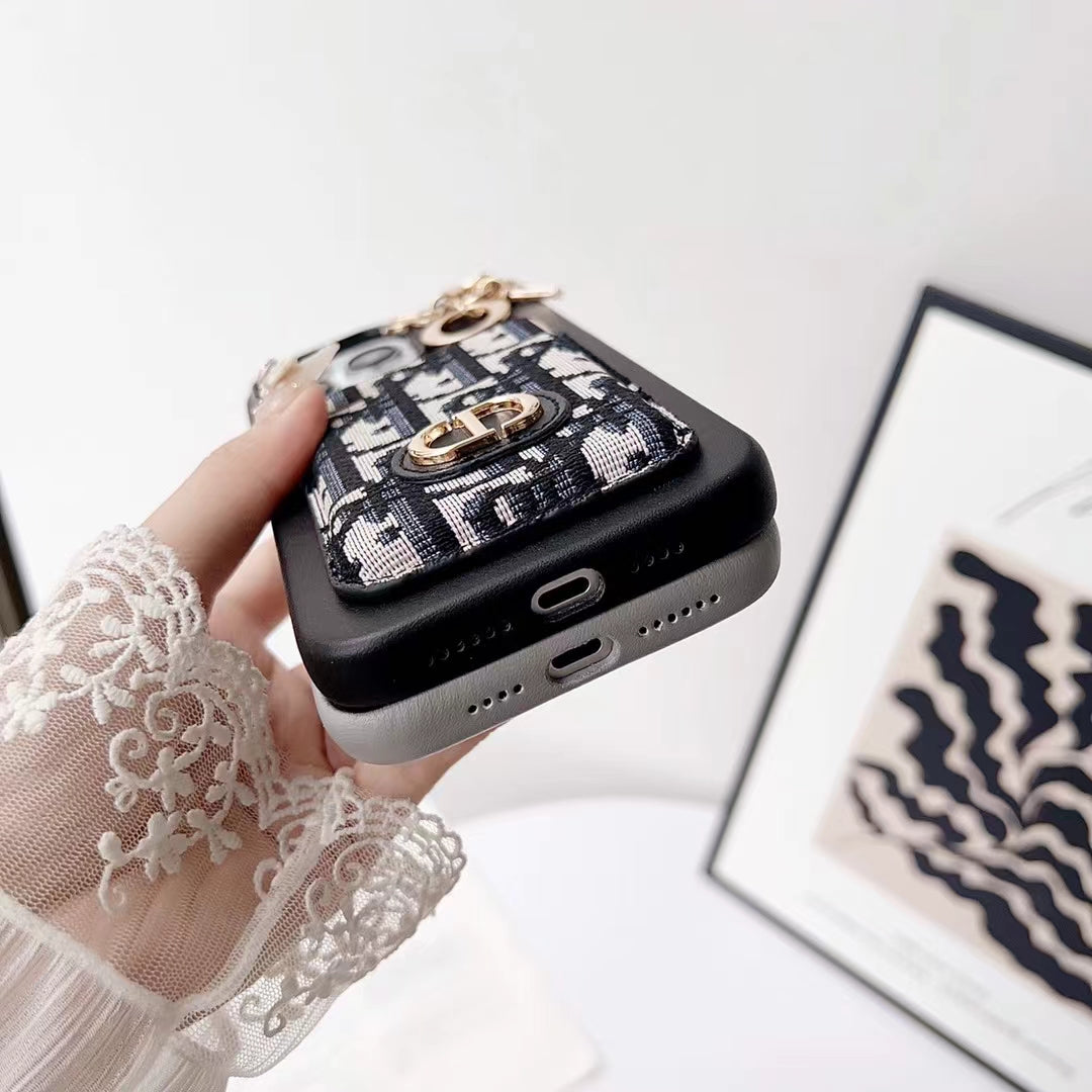 Christian Dior iPhone Case Card Slot for 12 13 14 15 16 17 18Pro Max Plus