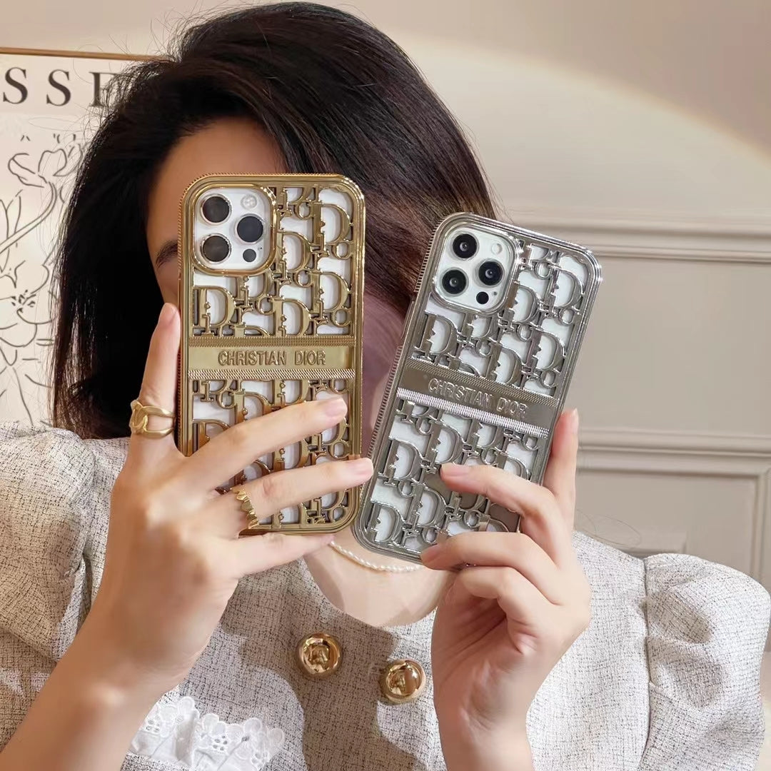 Dior Phone Case Hollow Style for iPhone 11 12 13 14 15 16 17 18Pro Max Plus
