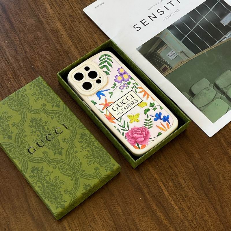 Gucci Flowers Phone Case for iPhone 11 12 13 14 15 16 17 18 Pro Max +