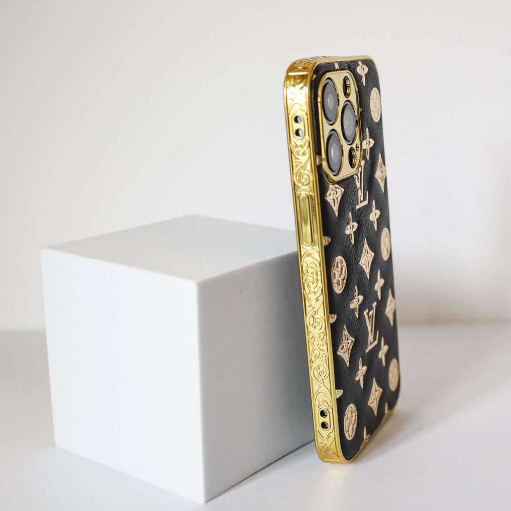 iPhone Glitter Case Leather Gold Letters 11 12 13 14 15 16 17 18 Pro Max